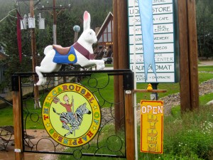 A rabbit on carousel sign