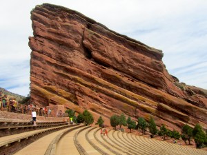 Ship Rock on one side of amphitheater 