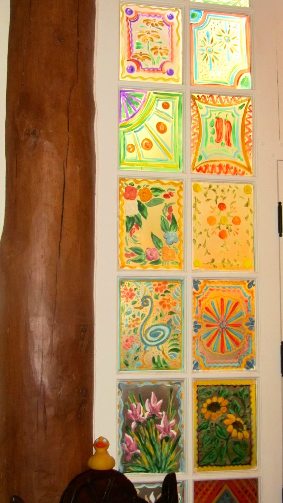 painted windows at La Fonda
