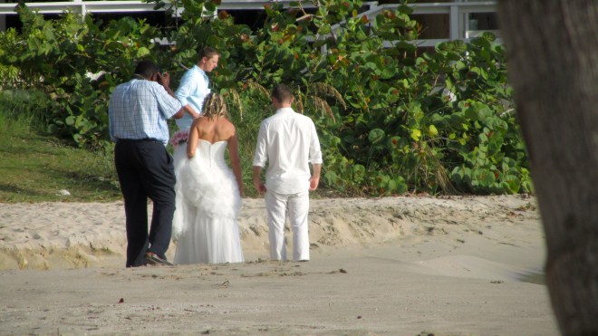 Preparing for wedding on our beach