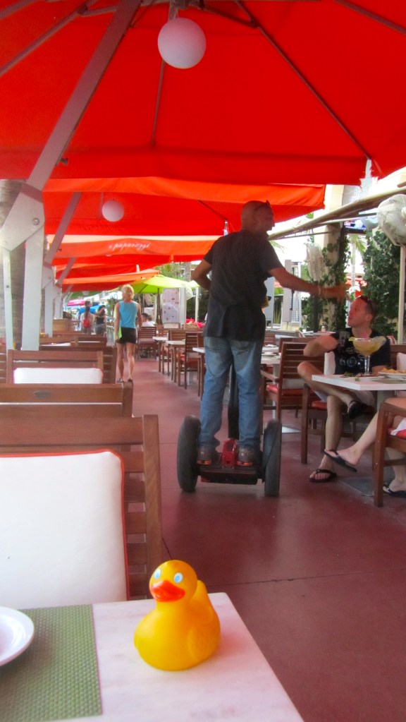 Man riding Segway in our restaurant