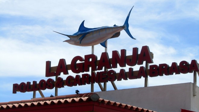 Lunch here. Chicken, ribs and rice.