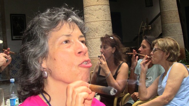 My friends are cigar-smoking ladies.  Wow!