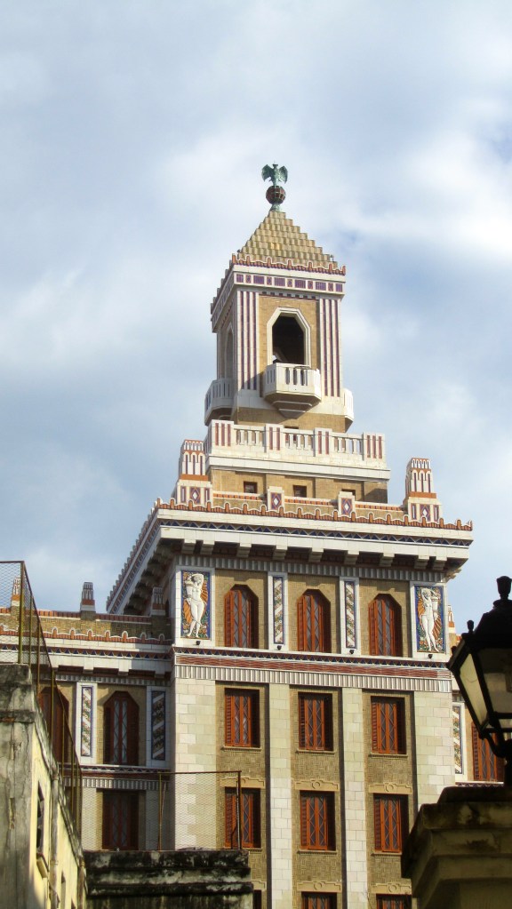 Former Bacardi headquarters with bat on top