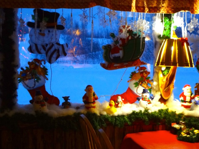 Looking at snowy outdoors