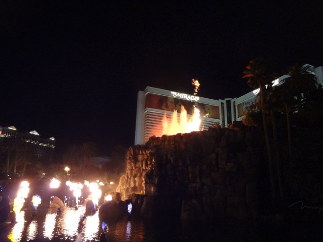 The volcano erupting at the Mirage Resort