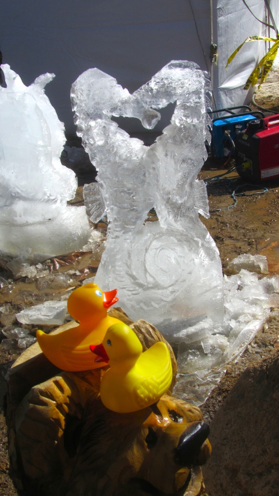 Carved from ice with a chainsaw