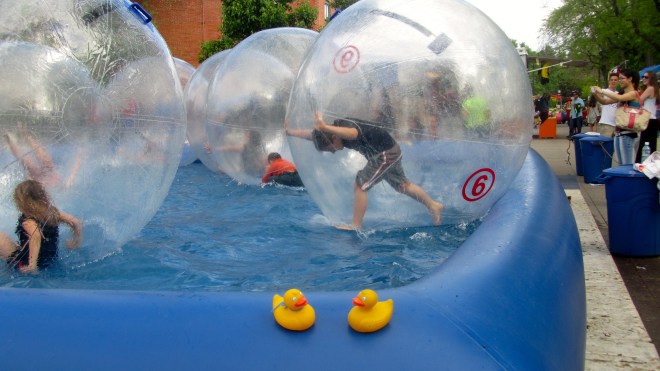 Walking on water in a bubble