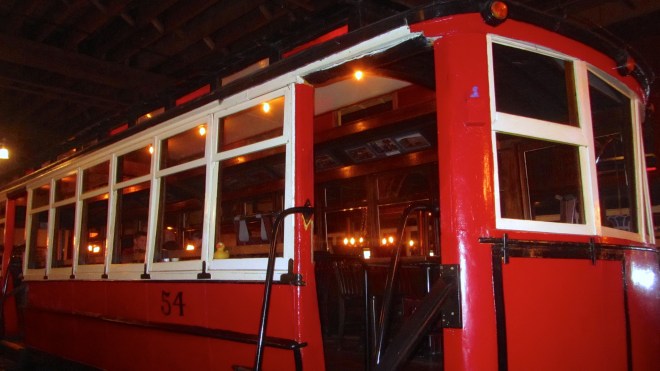 Cable car inside the restaurant