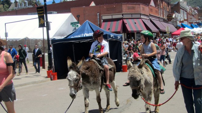 Enjoying a donkey ride