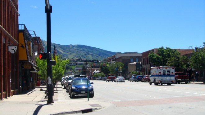 Skiing so close to town