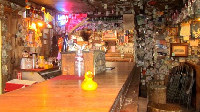 Bar with a money backdrop