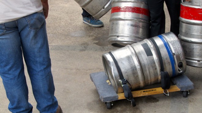 Keg on wheels. Use as bowling ball