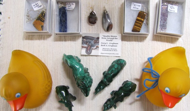Pendants and malachite animals now live at our house