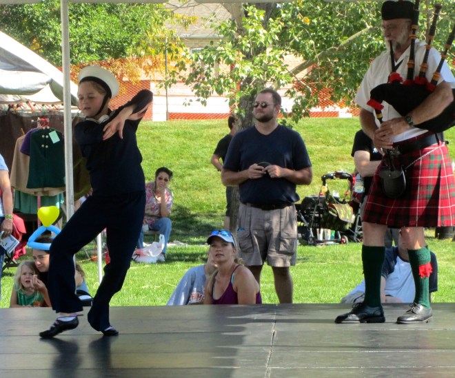 Sailor dancing to bagpipe music