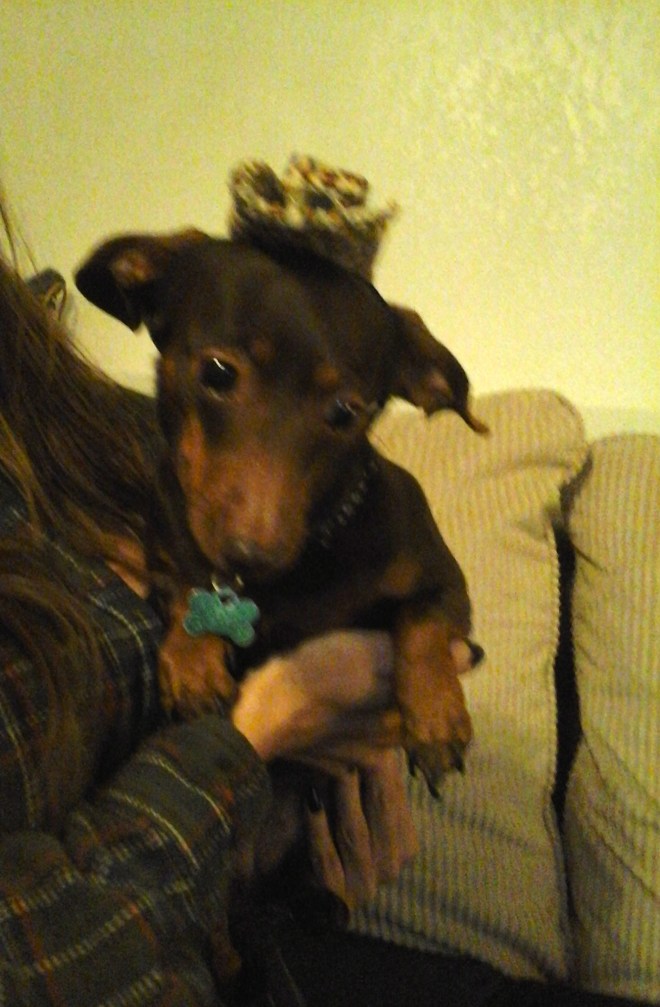 Frank with her party hat