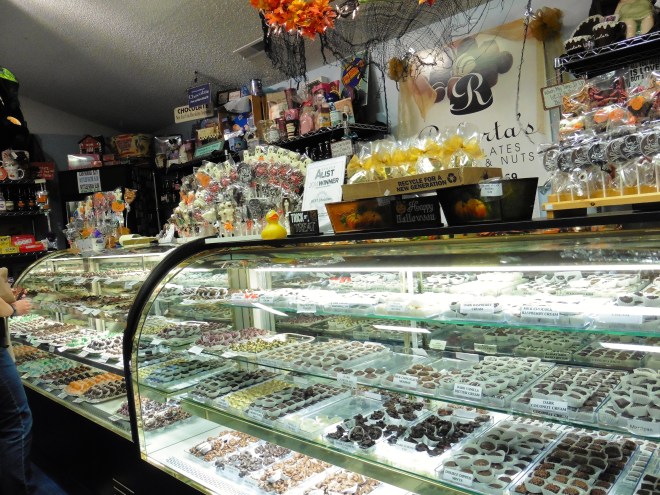 Pick your favorites.  Truffles on the left, creams and nuts on the right