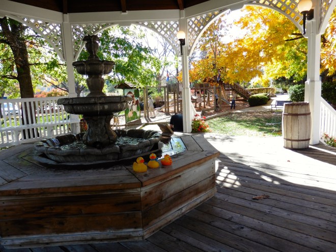 Looking from the gazebo to play area in front yard