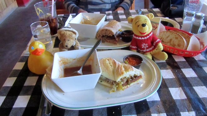 Zeb, Channel and Winnie with lunch