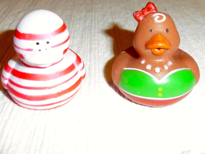 Meet Candy Cane Duck and Gingerbread Duck