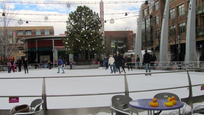 Humans on ice skates