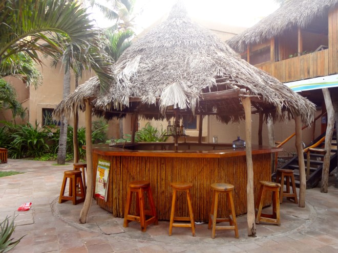 Restaurant is up the stairs behind the bar