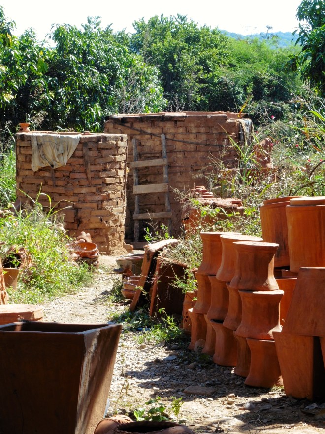 We walked to the ovens in the back