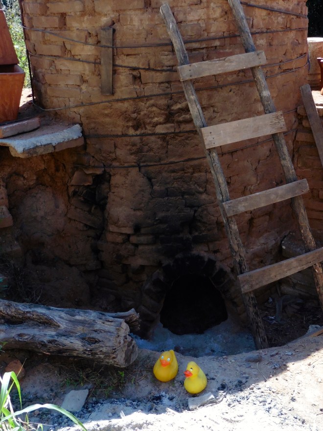 Ladder to get to top of oven and put clay inside