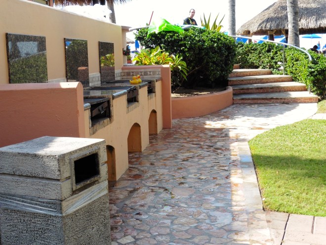 Our humans grill food outside when we are home.     Yum!