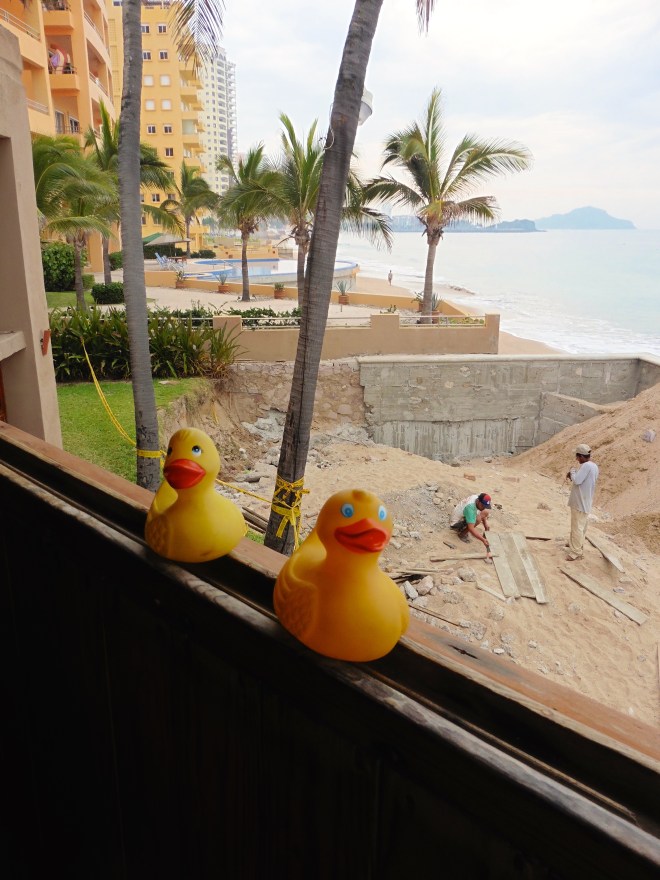 Working to repair the damage from high waves