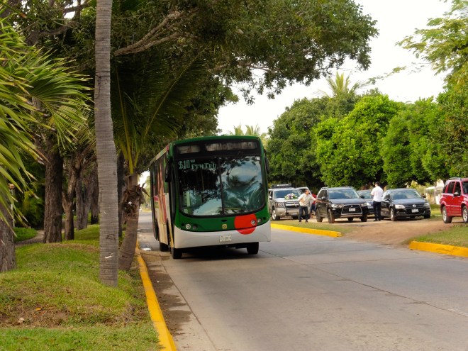 We take the bus for Sabalo Central in Mazatlan