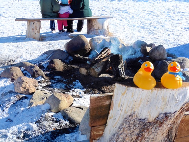 Warmth of fire feels so good!