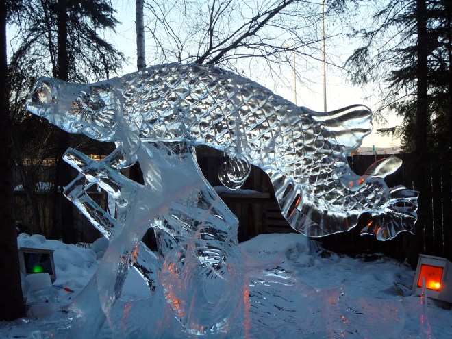 This is carved from ice.  Wow!