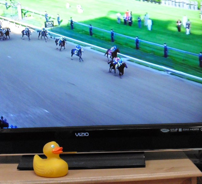 American Pharaoh and Victor Espinoza are in the lead