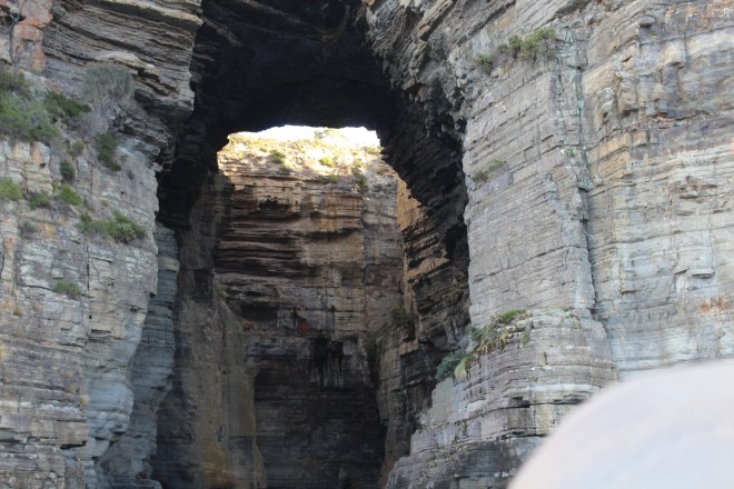 A cave. Let's go inside with our boat