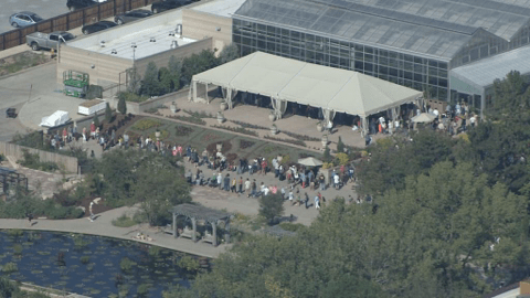 Long lines to enter Denver Botanical Gardens