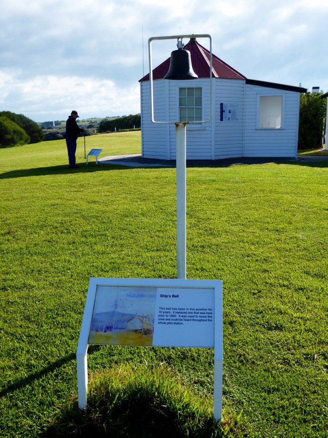 Ship's Bell in front of octagonal chart room