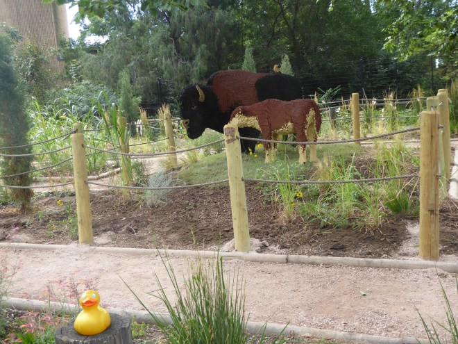Bison and calf made of Legos