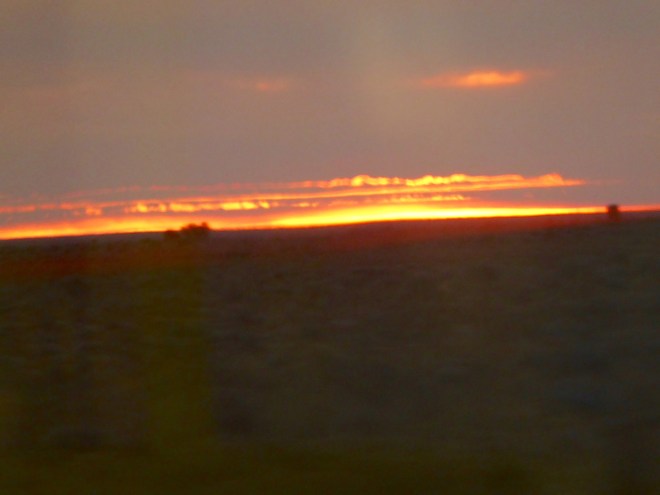 Sun going down on Nullarbor Plain
