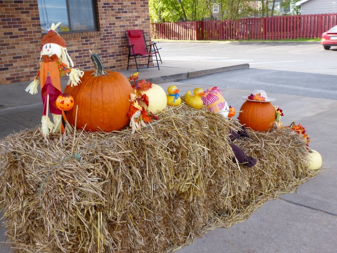 Halloween decorations in front of our hotel