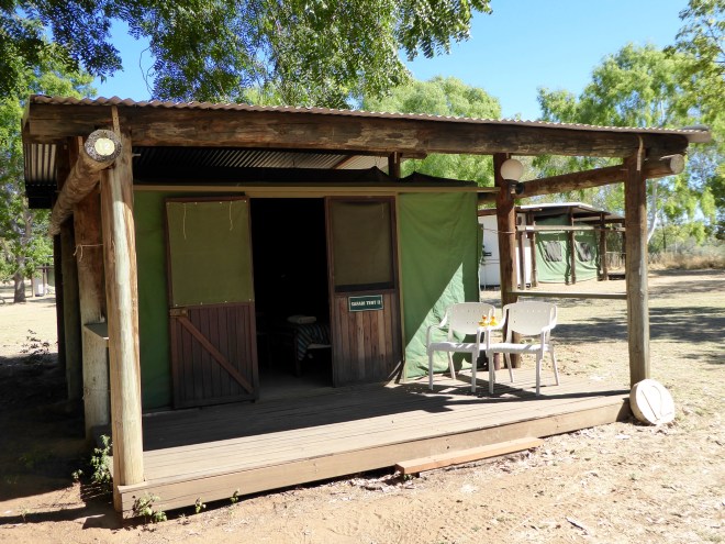 Sitting on the patio of our Safari Tent