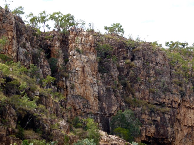 Steep rock walls of gorge