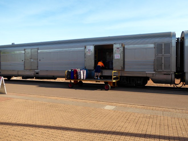 The luggage goes on the train. We can only have hand luggage with us.