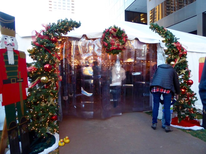 Entrance to warming tent and beer garden