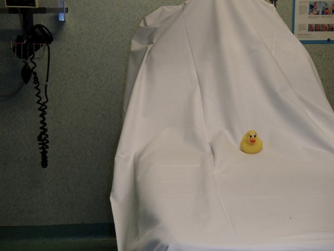 Ms. Ducky in emergency room