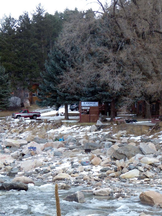 Homes, cabins and lodges on Big Thompson River in Big Thompson Canyon