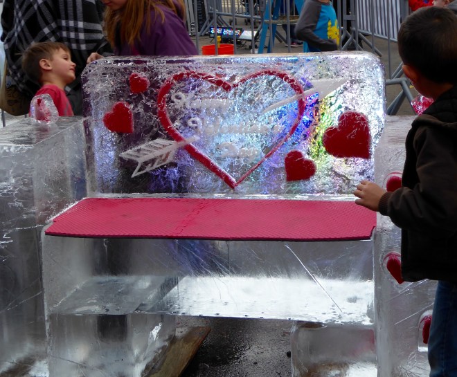 Happy Valentine's Day Ice bench