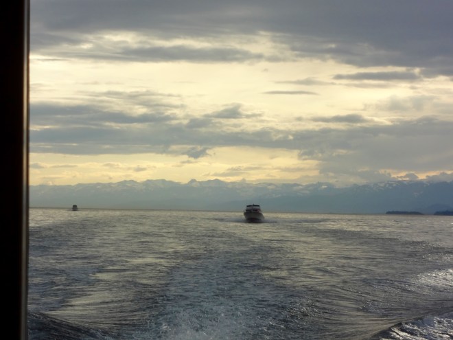 Eider and humans go out to sea, followed by another fishing boat.