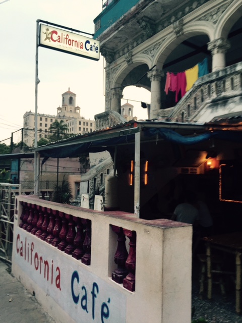 California Café in Havana, Cuba with Hotel Nacional in background.