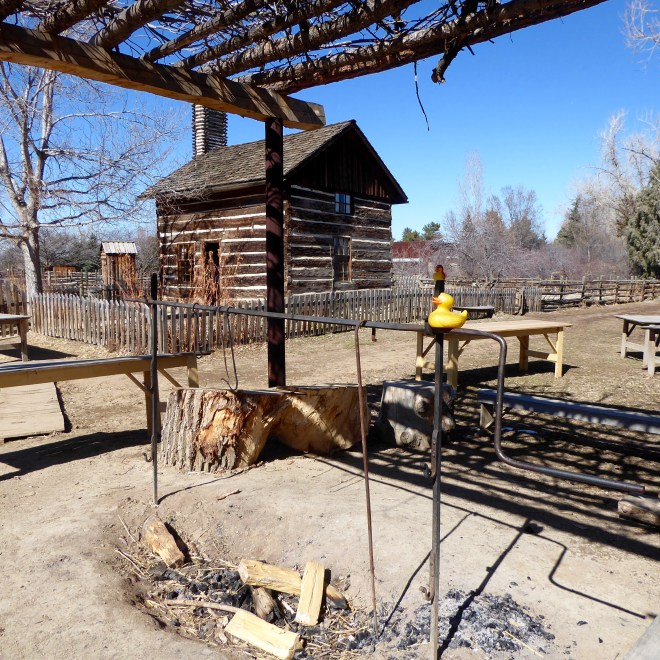 Fire pit and spit for outdoor cooking. Don't cook us!